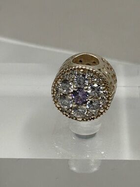 Genuine PANDORA Sterling Silver Forget Me Not Purple/Clear CZ 791832ACZ Charm